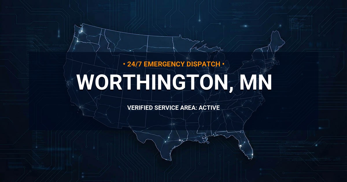 Emergency Plumbing Dispatch Map for Plumbing Services: Worthington, MN