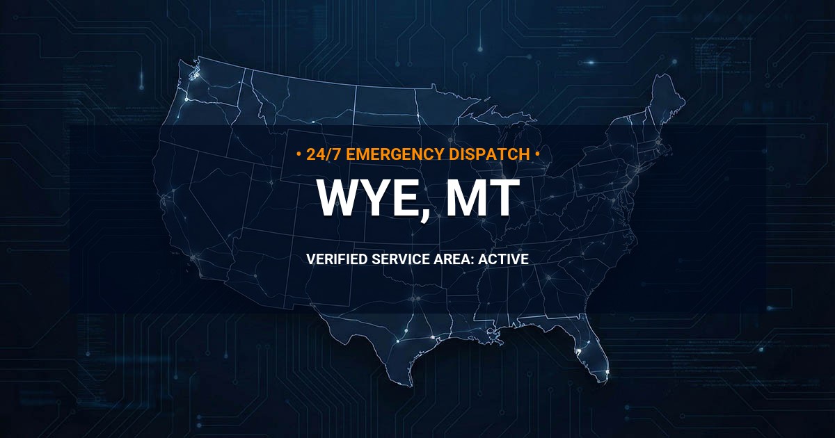 Emergency Plumbing Dispatch Map for Plumbing Services: Wye, MT