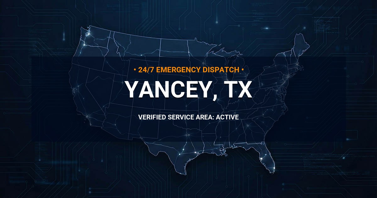 Emergency Plumbing Dispatch Map for Plumbing Services: Yancey, TX