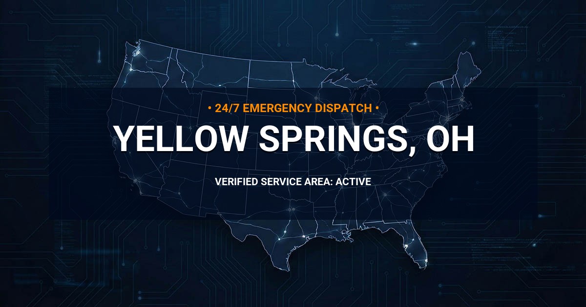 Emergency Plumbing Dispatch Map for Plumbing Services: Yellow Springs, OH