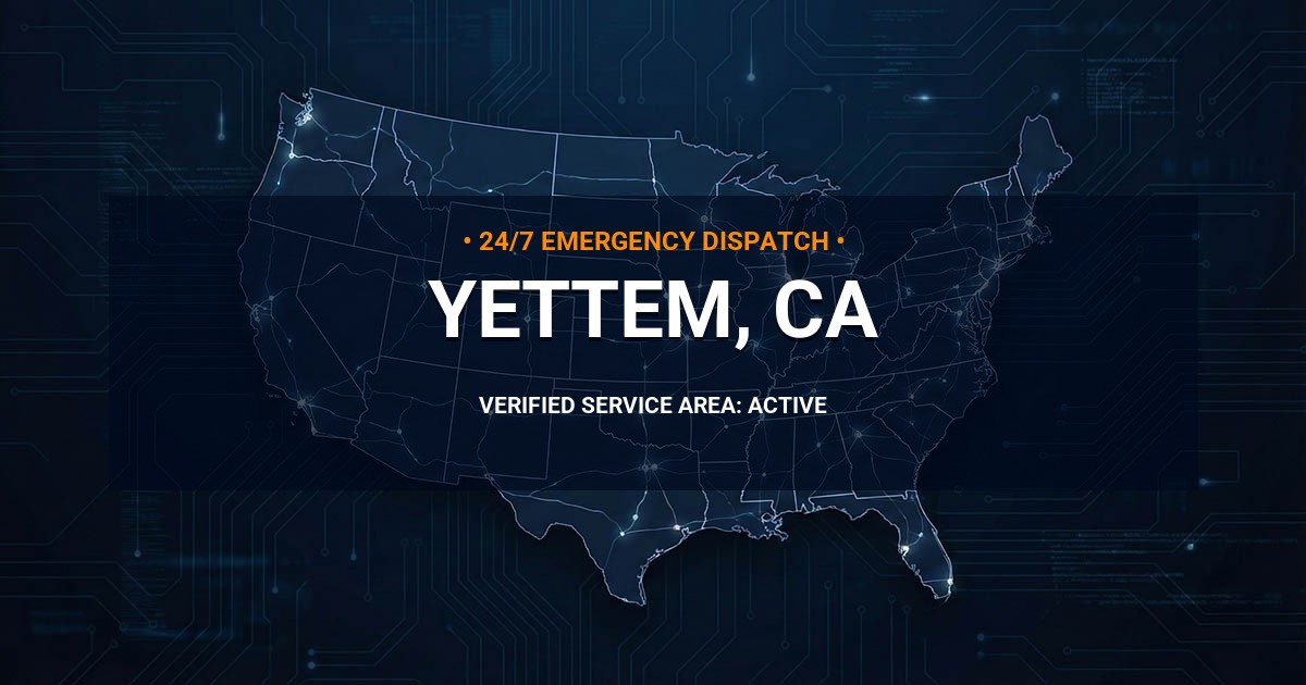 Emergency Plumbing Dispatch Map for Plumbing Services: Yettem, CA