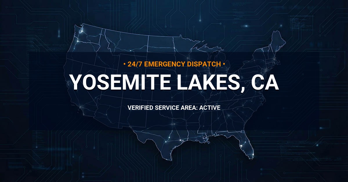 Emergency Plumbing Dispatch Map for Plumbing Services: Yosemite Lakes, CA