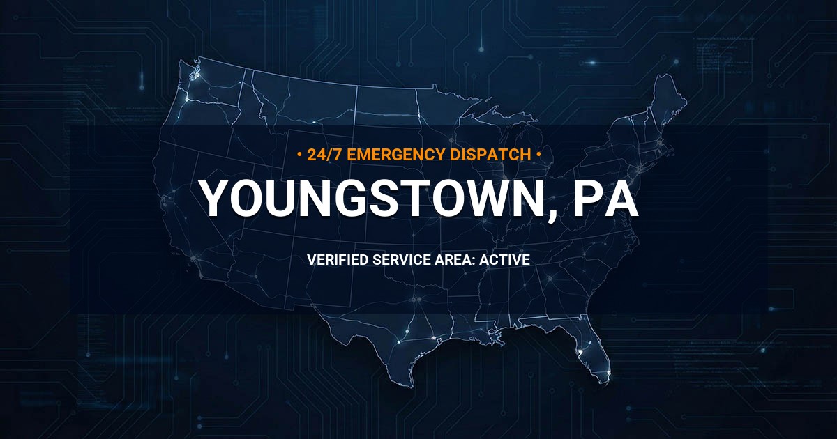 Emergency Plumbing Dispatch Map for Plumbing Services: Youngstown, PA