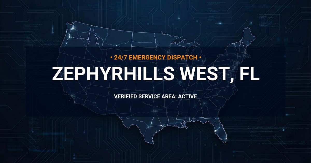 Emergency Plumbing Dispatch Map for Plumbing Services: Zephyrhills West, FL